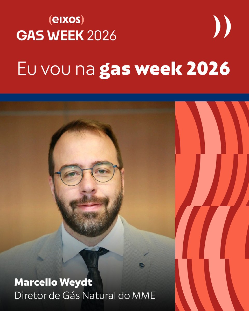 agenciaeixos's tweet photo. 💨 A gas week 2026 está se aproximando, e mais uma presença já confirmada é o diretor de Gás Natural do MME, Marcello Weydt ✨

🎙️ Ao lado de outros grandes players do mercado, Weydt participará de debates estratégicos, com temas relevantes que moldam o futuro do gás no Brasil.

🔗 Compre seu ingresso pelo link: https://t.co/lEHiyf95LY 

📲 Fique ligado nas nossas redes e marque quem não pode ficar de fora

gas week 2026
📅 28 e 29 de abril
📍 Brasília | Complexo Brasil 21

#gasweek #brasilia #mercadodegas #politicaenergetica