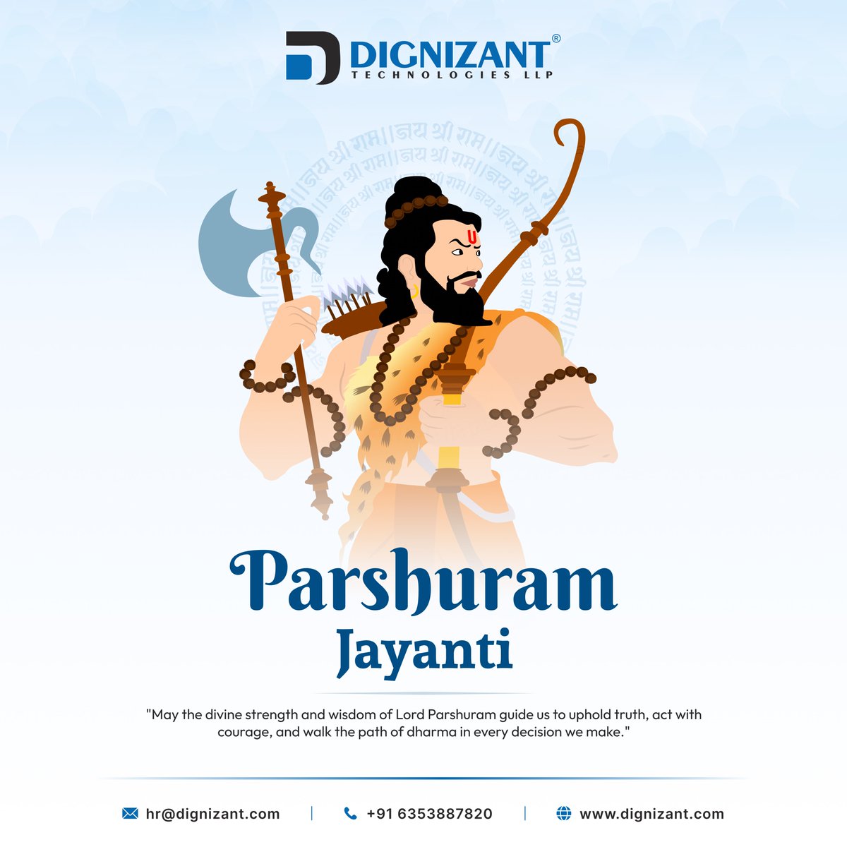 dignizant's tweet photo. ⚔️ Happy Parshuram Jayanti ✨

Honoring Lord Parshuram, a symbol of strength, discipline, and righteousness.

Wishing everyone peace, positivity, and divine blessings on this auspicious day. 🙏🌸

#ParshuramJayanti #LordParshuram #DivineBlessings #PositiveVibes #DignizantFamily https://t.co/ChvHg1BHPV