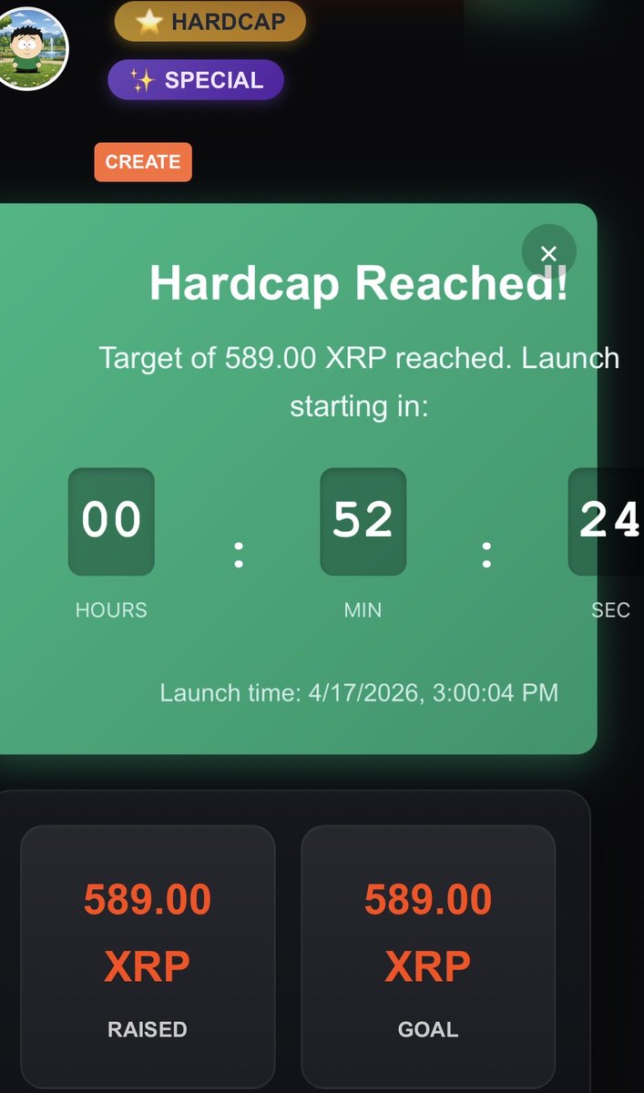CreatorTokenXRP's tweet photo. Guys! You are insane! We filled the presale in less than 10 seconds!

As you can see there’s a timer on MoonValve now! After that timer the token will be prepared for launch and then automatically launched! It will take a few minutes after the timer and then you will be able to claim your bought tokens, if you are lucky enough to get some (not like me 😥🥺). You will also be able to buy/sell directly on the open market! All links will be automatically added on the page of the token! 

Prepare your XRP and let’s make it a good launch!