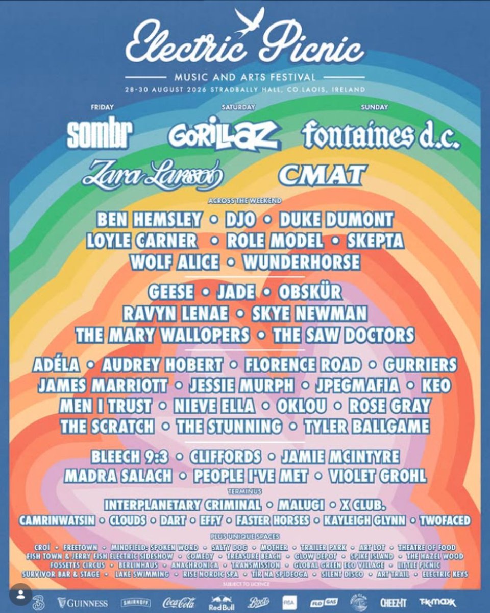 ThisisiRadio's tweet image. The full Electric Picnic lineup has just dropped 😱

What do we think of this year's roster??

#ElectricPicnic #Festival #Lineup #Breaking