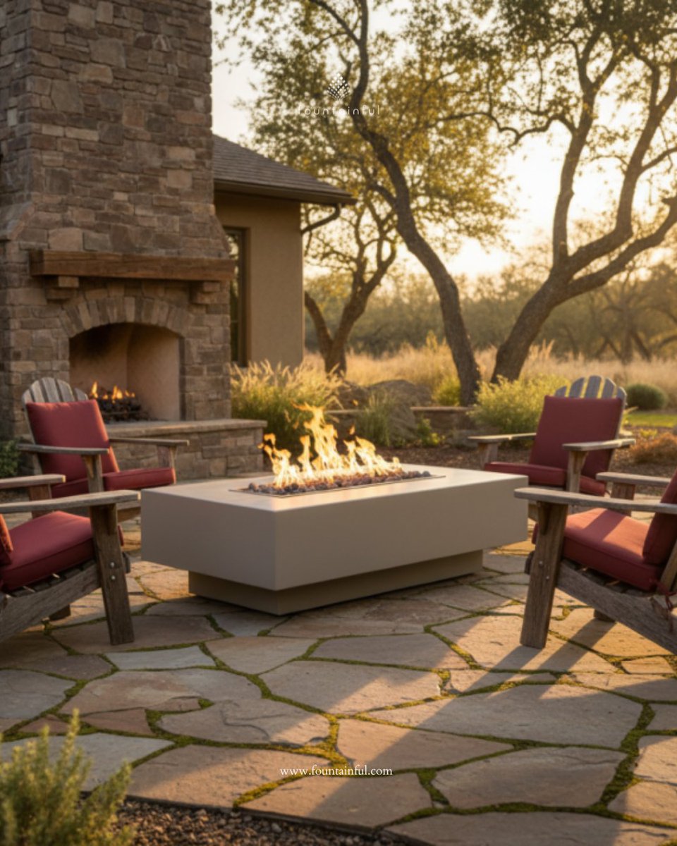 fountainful's tweet image. Imagine this in your backyard tonight. 🔥   The Del Mar Concrete Gas Fire Pit by The Outdoor Plus — handmade, built to last, and ready to turn any outdoor moment into a memory.   

#FirePit #OutdoorLiving #BackyardGoals #OutdoorDesign #Fountainful