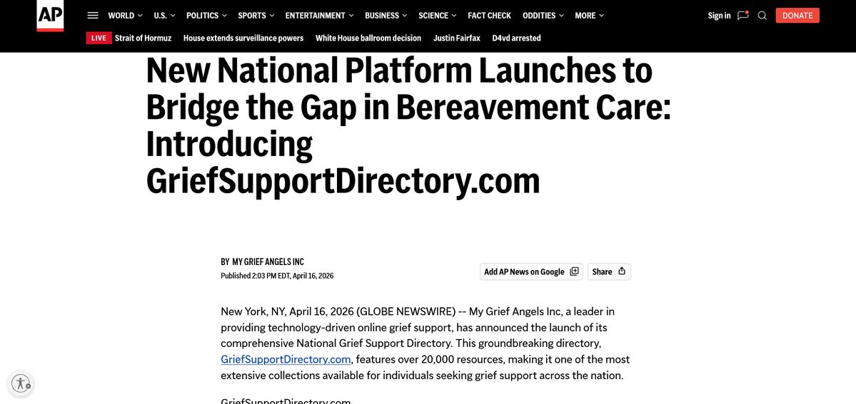 MOOCsNews's tweet image. apnews.com/press-release/… "#New groundbreaking #directory, GriefSupportDirectory.com,  features over 20,000 resources, making it one of the most extensive  collections available for individuals seeking #grief #support across the nation"