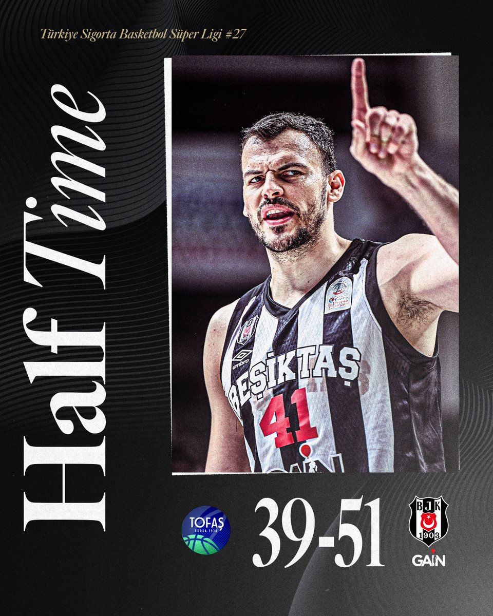 Türkiye Sigorta Basketbol Süper Ligi 27. Hafta 

Tofaş 39-51 Beşiktaş GAİN | İlk Yarı Sonucu

#TheBlackEagleRises
