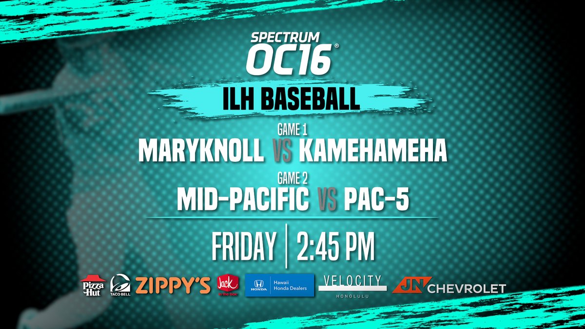OC16Sports's tweet photo. ILH Baseball Doubleheader
Game 1: Maryknoll vs Kamehameha
Game 2: Mid-Pacific vs PAC-5
π
: Friday, April 17
β°: 2:45 PM
πΊοΈ: Spectrum OC16
π»οΈ: https://t.co/gjdwhGgu6iΒ
π±: Spectrum News app - https://t.co/jUbLC79Jgh
#spectrumoc16sports #ILHbaseball #hawaiibaseball https://t.co/v7znspni5K
