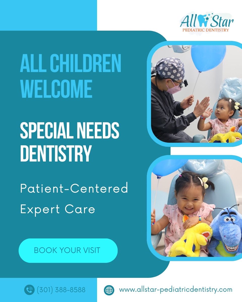 allstarpeddenti's tweet image. April is Autism Awareness Month! We provide sensory-friendly dental care for all children. Call (301) 388-8588 or visit allstar-pediatricdentistry.com. 

#AutismAwareness #SpecialNeeds #InclusiveCare #SensoryFriendly #AllChildrenMatter #PediatricDentistry #AcceptanceMonth