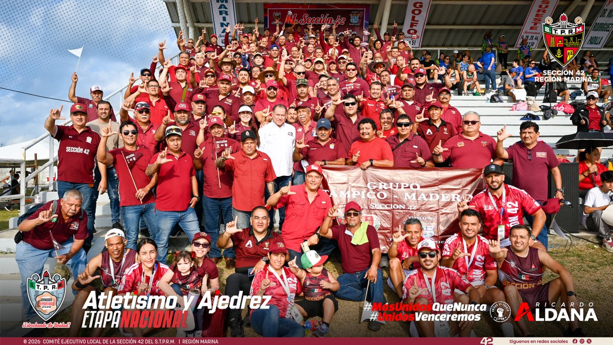 Nuestro líder expresa su más sincero agradecimiento al Grupo Tampico‑Madero por el respaldo decidido que están brindando a nuestras y nuestros deportistas durante las competencias de atletismo en esta Etapa Nacional de las Jornadas Deportivas STPRM‑PEMEX 2026.  

Su apoyo, su