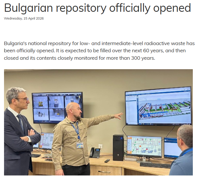 HopfJames's tweet photo. Bulgaria has opened its national repository for low and intermediate level radioactive waste.  The repository will be near the Kozloduy nuclear power plant.  It will take wastes from industry, medicine, households, and nuclear plant decommissioning.  Article link in reply. https://t.co/n8EmuT64Hy