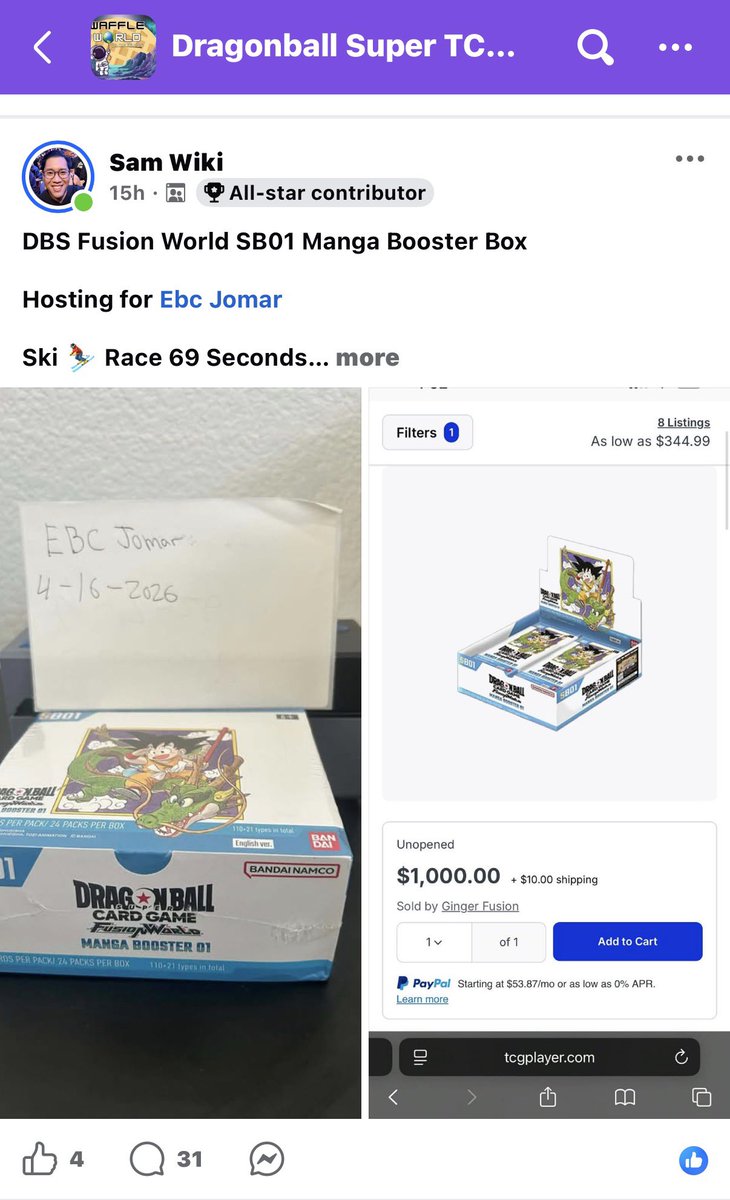 SaiyanSamWiki's tweet photo. Come Win my SB01 Manga Booster Box for only $12 on FB/Meta! 

https://t.co/N6QlblPJ9y https://t.co/xLmInbDnkO