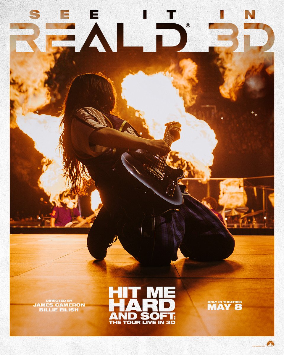 RealD3D's tweet image. Billie Eilish, like you’ve never seen her before. 💙
Tickets are on sale now for HIT ME HARD AND SOFT: THE TOUR in RealD #3D. See it in theaters May 8.
#3DMovies #InRealD3D