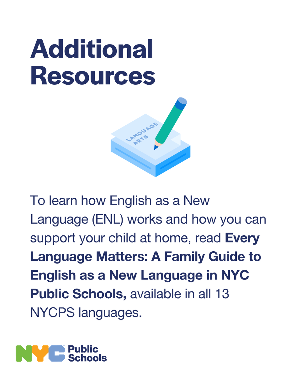 NYCMultilingual's tweet photo. 🗣️Calling all NYCPS parents!

📝Learn how you can support your child’s English Language Development with resources available from your local library, community, and even in your home.

📱#multilingualNYC https://t.co/vsNADw6ZPx