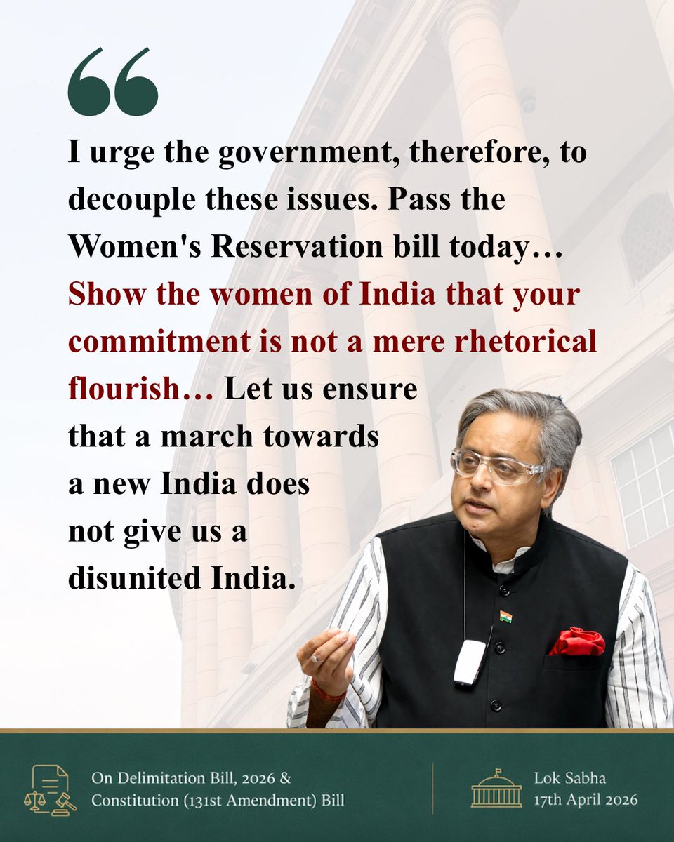 TharoorOffice's tweet image. Key points from Dr @ShashiTharoor’s speech in Lok Sabha today, on the Women’s Reservation Bill and the larger questions of delimitation it brings to focus.  

Full thread on Instagram - instagram.com/p/DXPBNiBEkq5/…