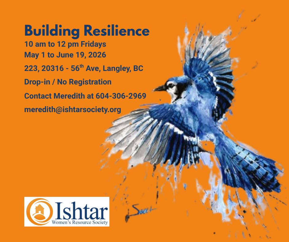 IshtarWomen's tweet image. 🌿 Building Resilience: A drop-in group for women to explore healing + inner strength. 📅 Fri, 10 AM–12 PM, May 1-June1 19👣No registration needed. Topics include:  ✅Impacts of trauma  ✅Building confidence ✅ All women welcome. #BuildingResilience ✔️💜