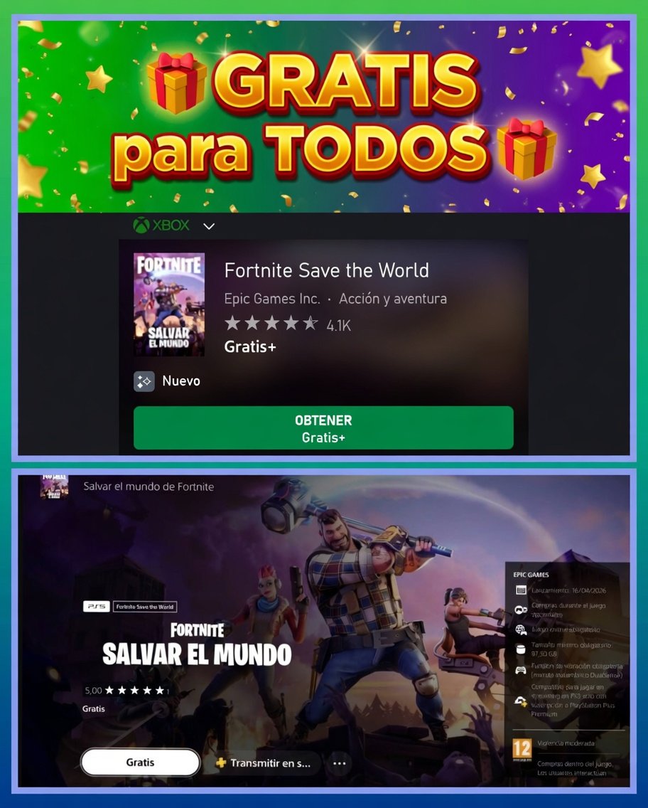 JUEGOSYDISFRUTE's tweet image. Por fin llegó GRATIS para Todos
Ya no tienes excusa para no jugarlo🏆
✅ Consigue GRATIS el juego 
" Fornite Salvar el mundo " en @Xbox y @PlayStation 
✅ Enlace Xbox: xbox.com/es-ES/games/st…
✅ Enlace Play: store.playstation.com/es-es/product/…
          ¿ Lo jugarás ? 
#XboxSeries #PS5 #PS4
