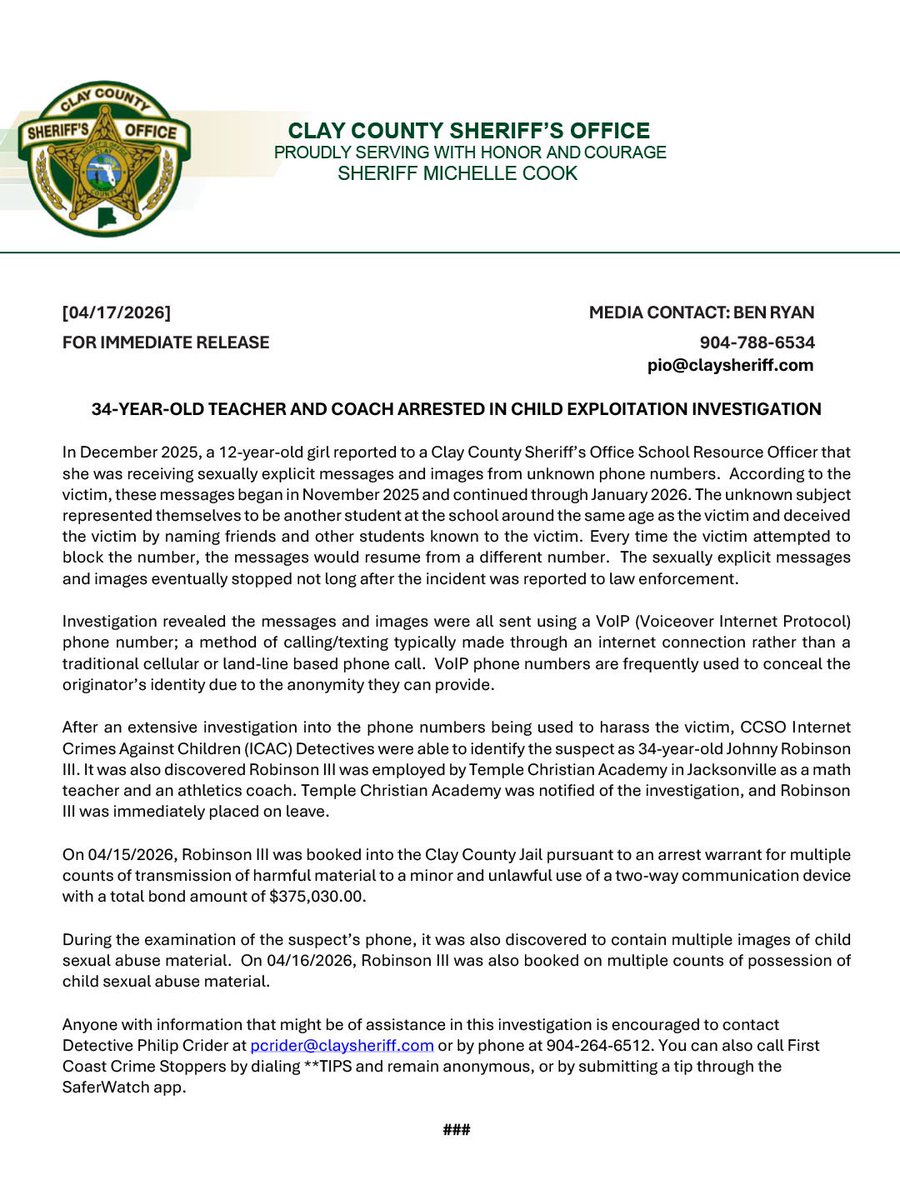 Clay County Sheriff's Office, FL tweet media