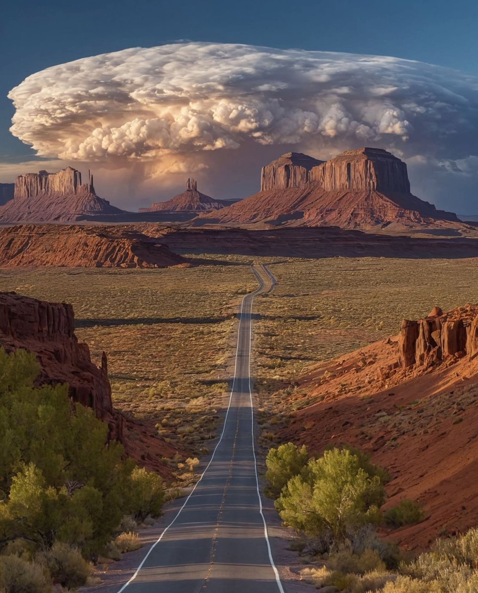 AmazingNature00's tweet photo. U.S. Route 163 leading into Monument Valley ☁️🌵 https://t.co/MYQZHlHEeJ