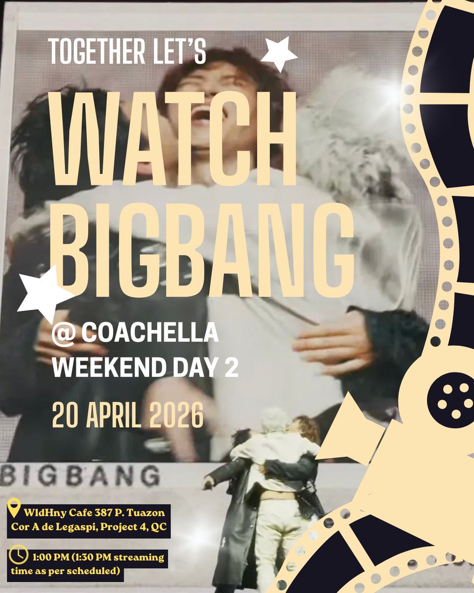 aigoopau's tweet photo. 🔥BIGBANG COACHELLA WATCH PARTY 🔥
BIGBANG. Loud speakers. Good vibes. Zero chill. 🎤💥
🍿 Snacks ready
🎶 Playlist on standby
👯‍♂️ Best people only

Sign-up here now:
https://t.co/KO8oJgLdeC

#BIGBANG #CoachellaWatchParty #Weekend2Vibes #BANGCHELLA https://t.co/SQltYzuXId