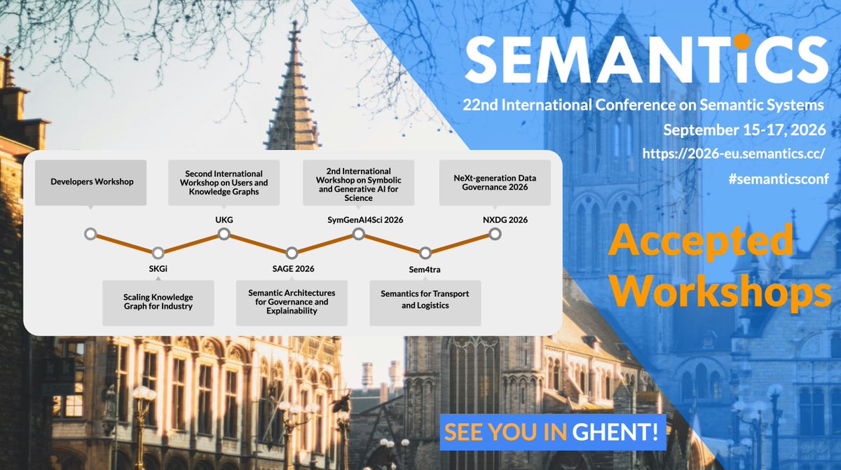 SemanticsConf's tweet image. 💎 #SEMANTiCS 2026: Accepted #Workshops!

We are thrilled to announce an incredible lineup of accepted workshops at #SEMANTiCS2026!

🔗 Check out the full details: 2026-eu.semantics.cc/page/accepted_…
