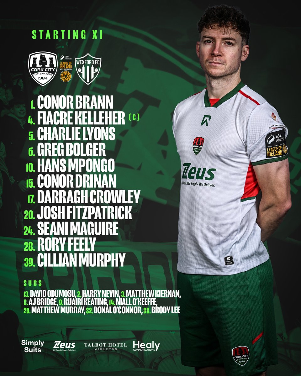CorkCityFC's tweet photo. Here's the City lineup for this evening's game against Wexford 📝

Kick-off here is at 7:45pm!

#CCFC84 🇮🇹 https://t.co/gfHSutMpbm