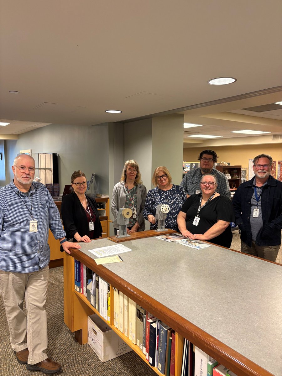 state_library's tweet image. Today is National Library Workers Day! It's a day to recognize the valuable contributions made by all library workers. These pictures include Indiana State Library staff from our Indiana, Reference, Genealogy and Conservation divisions. #NLWD26 #library #workers