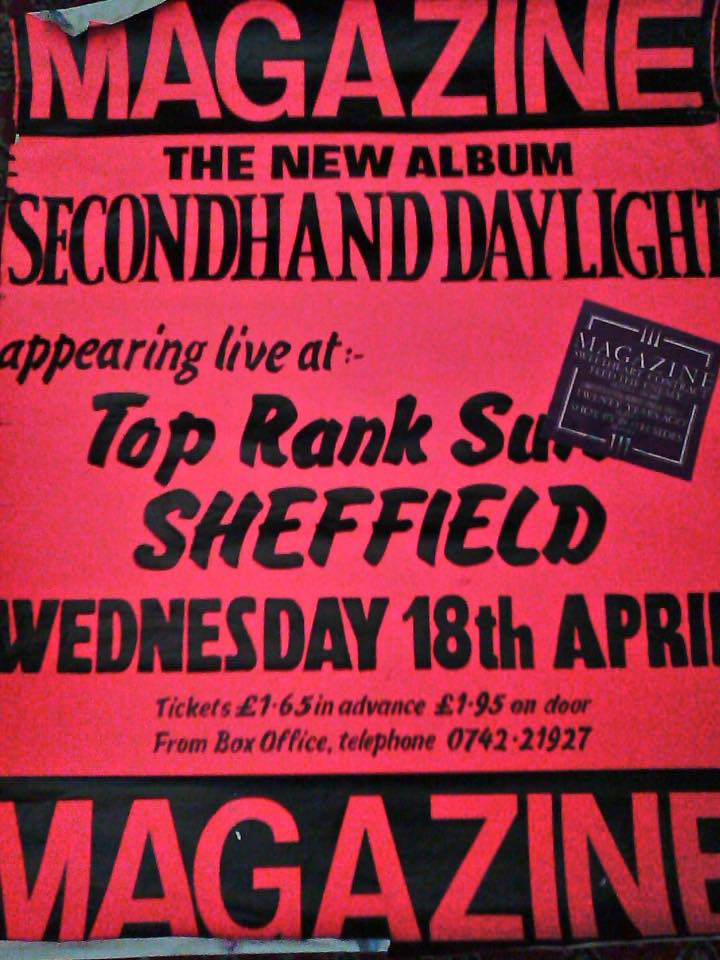 Dunsbyowl's tweet image. What I was doing #OnThisDay in 1979 - at the Top Rank "Suite" #Sheffield -  Magazine supported by @simplemindscom #LifeInADay all for the #massive sum of £1.65 !