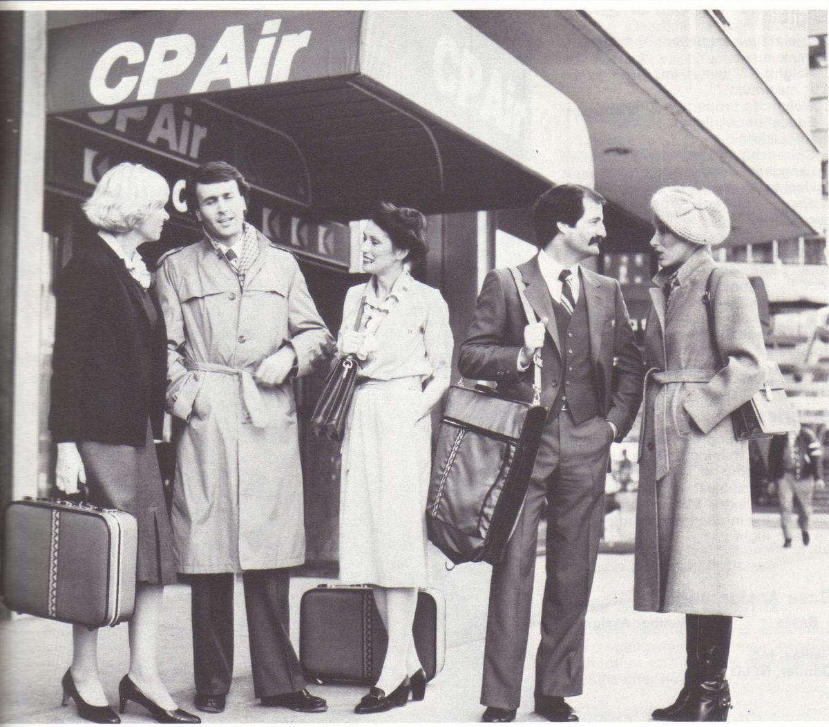 francewitch's tweet image. CP Air Stewardes Flight Attendant Uniform 1980's, colours were grey and dusty rose. ( side note, I read that as "CrapAir" )    #AviationHistory #aviation #cabincrew