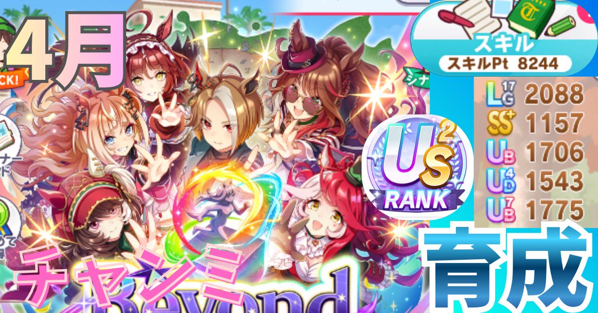 🌸 4月 #チャンミ 
ﾀﾌﾈｽ100↑個の大ハマりを乗り越え😭
青ファル子　仮完成しました!🌸#ウマ娘

スピ/パワ/賢カンスト✨
スタ1200↑金スキルは 全完走🔥

パワﾈｵﾕﾆ型ながらも
急ぎ足、全直線＆ｺｰﾅｰも取れました💪

継承面など、不安も残しているのですが💦
切れ厳選に大ハマりしたので😭