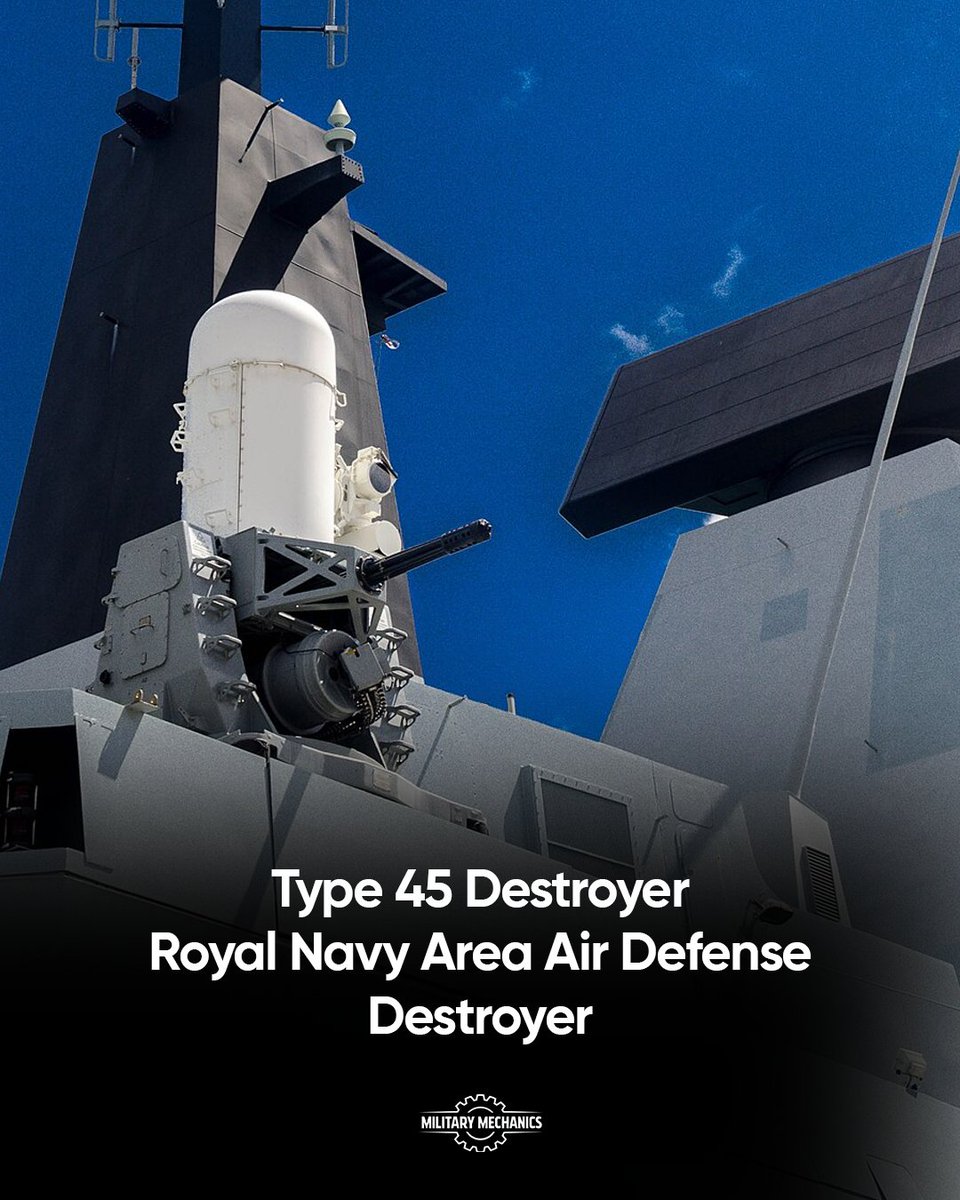 MilitaryMechs's tweet image. Built around the Sampson radar, the Type 45 can track 1,000+ objects simultaneously &amp;amp; engage multiple supersonic threats using Aster 15 &amp;amp; Aster 30 missiles. NATO's gold standard for fleet air defense.

#NavalWarfare #RoyalNavy #MilitaryMechanics