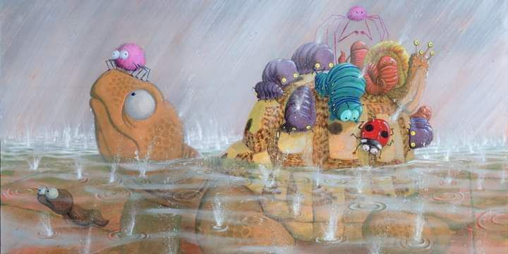 AlbertTortoise's tweet image. BY NOW ALBERT'S SHELL WAS QUITE CROWDED... See more in #ALBERTthetortoise picturebook ALBERT AND THE FLOOD. #AvailableNow 9 #ALBERT #picturebooks, 3 #BoardBooks &amp;amp; #ActivityBook Alberttortoise.com
#illustration #tortoise #flood #bugs #oilpainting #bookseries #story