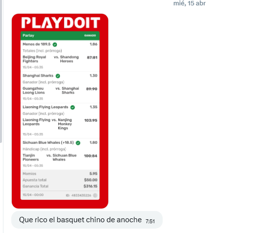 mizudoragoon's tweet photo. 🔥 OTRO SUSCRIPTOR COBRANDO 🔥

Ya van 2 noches seguidas pegando parlays de básquet de China con la app 🏀💰
Esto no es suerte… es información bien trabajada.

📊 Accede a TODAS las predicciones por solo $319
🎁 ¿Quieres 1 MES GRATIS?
Dale LIKE ❤️ + RT 🔁 a este tweet y pídela por DM
👉 https://t.co/oUHZeHhqJp
