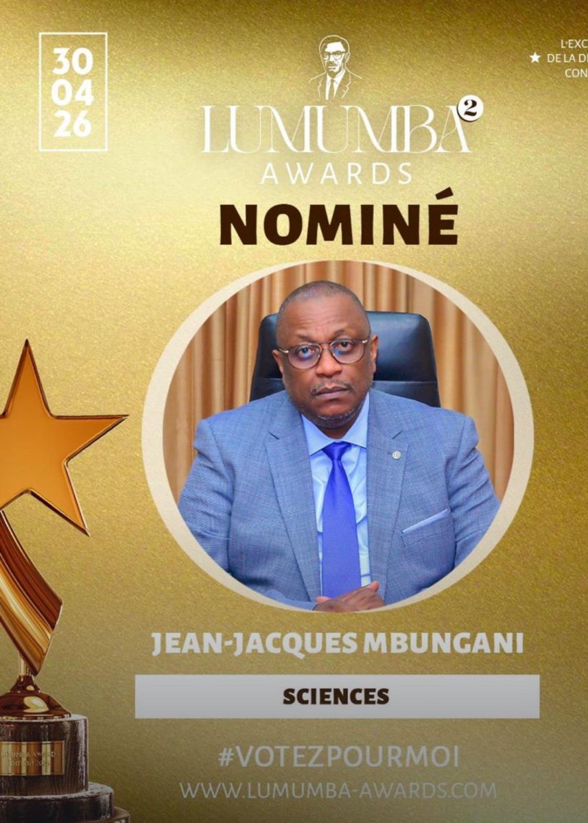 cabinetmbungani's tweet photo. #rdc #Lumumba Awards 
Nominé: Dr #Mbungani Jean-Jacques 
Lien utile : https://t.co/xssZA5f27s

C'est avec joie que je vous annonce la nomination du Docteur Jean-Jacques Mbungani dans la catégorie Innovation scientifique & technologique de la cérémonie des Lumumba Awards.
Il a été sélectionné parmi d'autres personnalités congolaises renommées!
Rendez-vous sur le site https://t.co/q7U3eBolWa.

Cliquez sur le lien  https://t.co/xssZA5f27s
 pour visionner la page dédiée au Dr Mbungani Mbanda Jean-Jacques sur le site de l’organisation Lumumba Awards. Ainsi vous contribuerez à une meilleure visibilité de ce grand événement panafricain.
