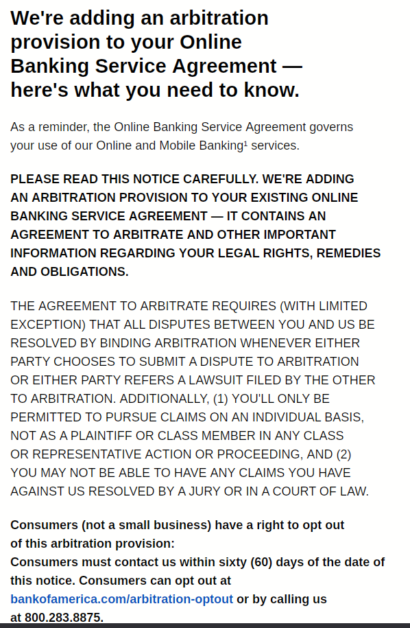 Pan_Asia_PNH's tweet image. Bank of America credit cards ... no class action, binding arbitration ...

#bankofamerica