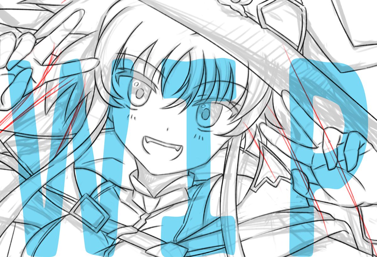 「WIP ぐふふ…あと少しで大好きな着色に進める…がんばれ私…」|サンぽん＠東京🍺🍻🍻のイラスト