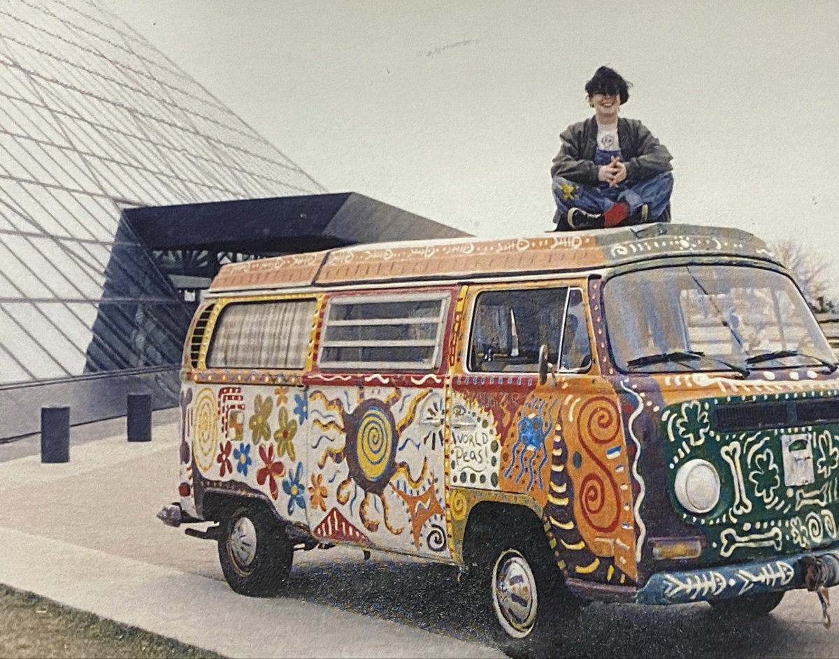 bridgetDginley's tweet photo. I painted up a VW bus in 1997 for the @rockhall #clevelandart #rockinrollhalloffame #rockhall #volkswagon https://t.co/KaoTLJhw5S