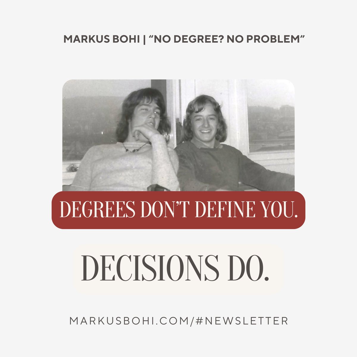 Boehi59's tweet image. Degrees don't define you. Decisions do. Every choice you make shapes your future more than any title ever could.

Join my newsletter for updates, reflections, and exclusive content - sent monthly:

markusbohi.com/#newsletter

#MindsetShit #SuccessTips #CareerAdvice