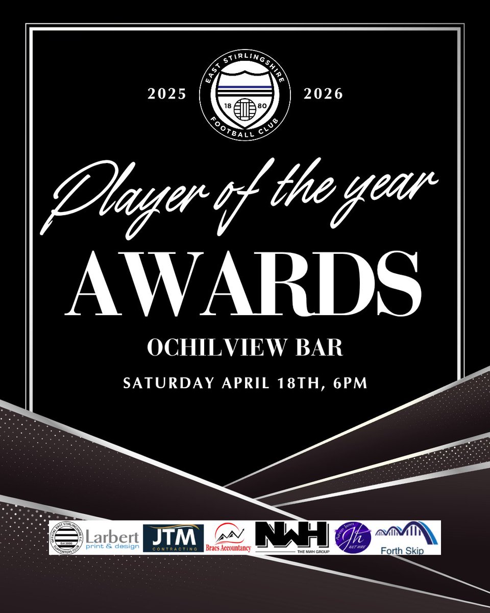 TheShireFC's tweet photo. 🏆 | 𝐏𝐋𝐀𝐘𝐄𝐑 𝐎𝐅 𝐓𝐇𝐄 𝐘𝐄𝐀𝐑 𝐀𝐖𝐀𝐑𝐃𝐒

Don't forget to join us at the Ochilview Bar tomorrow following the game for our Player of the Year Awards Ceremony. 

Also, raffle tickets for Sandy Nimmo's fundraiser are still available at £2 each. https://t.co/5bWkpL3wWv