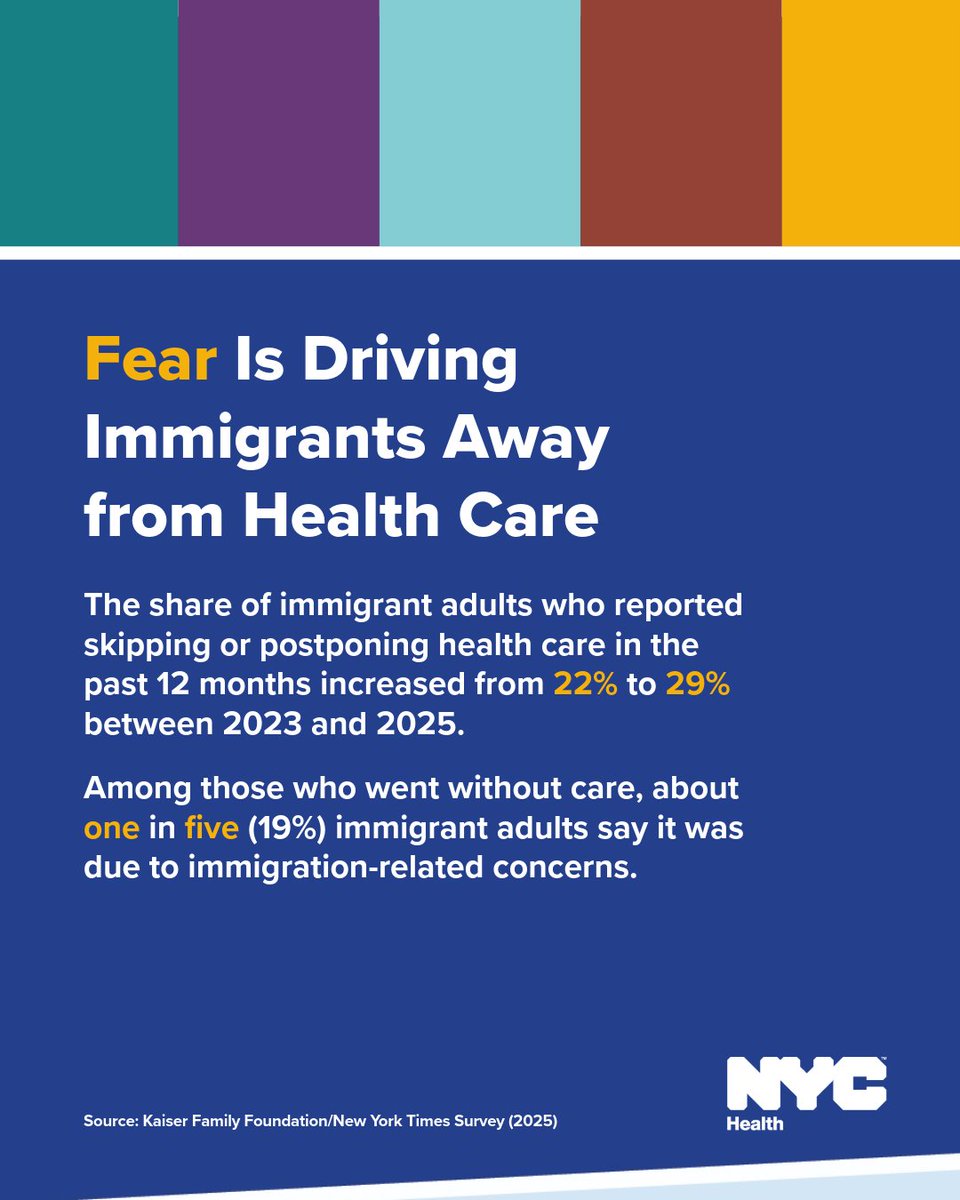 Immigration-related concerns are causing New Yorkers to skip or postpone health care. 

This #ImmigrantHeritageWeek, we’re reminding New Yorkers: If you live here, you have the right to quality health care and City services — without exception: nyc.gov/immigranthealth