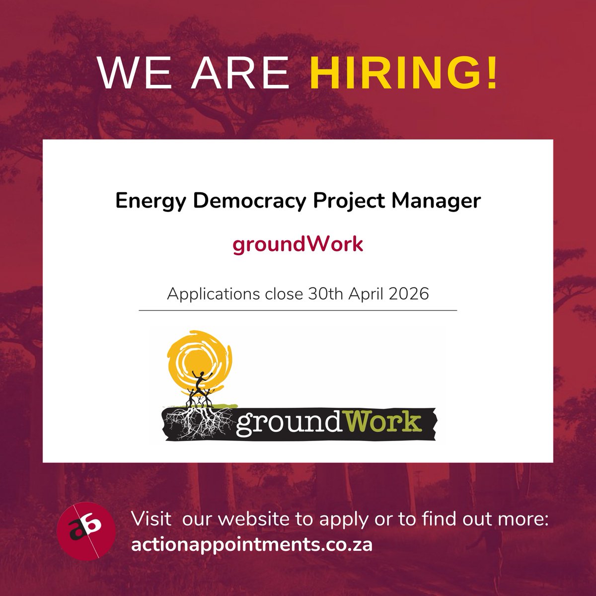 actionappntmnts's tweet image. VACANCY! Action Appointments is recruiting an Energy Democracy Project Manager for groundWork, based in Durban, Kwa-Zulu Natal.

For more information, visit the link below:
actionappointments.co.za/vacancies/grou…

#Hiring #ProjectManager #groundWork #Energy #Democracy #NGOVacancy #Durban #KZN