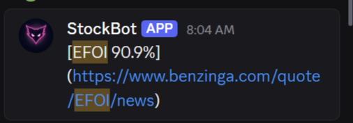 CoachNickMoney's tweet image. $EFOI ran up 115% so far today! We spotted it for our private #Discord before its parabolic run today. Get a 4-day trial for our real-time stock movers, news &amp;amp; custom-made scanners for only $9.99: coachnickmemberships.eb-sites.com/real-time-aler…
