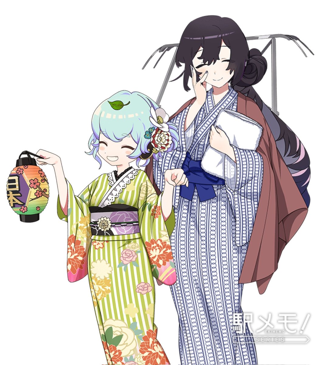 ござぽんの温泉浴衣は次に期待……！
なんとなく和装の二人で待つ。