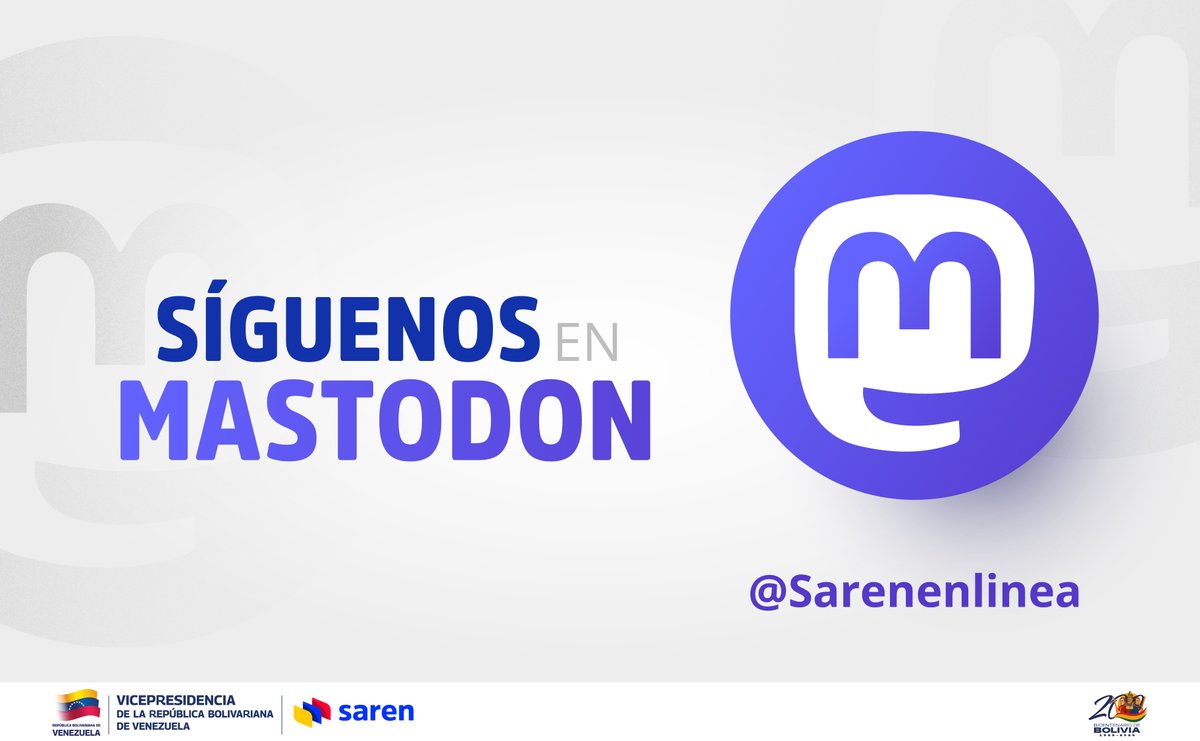 Saren_ve's tweet image. Ubícanos en la red social #Mastodon como:

“Sarenenlinea”

¡Síguenos!

#18Abr