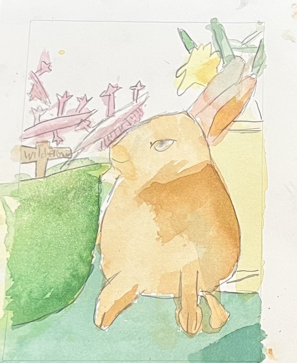 ourplayandart's tweet photo. Star wildflowers 
Bloom like fireworks 
A fat bunny admires
#fridaymotivation 
#kidart
#watercolor 
#artcommunity
#writingcommunity https://t.co/HQ2uOaEbOV