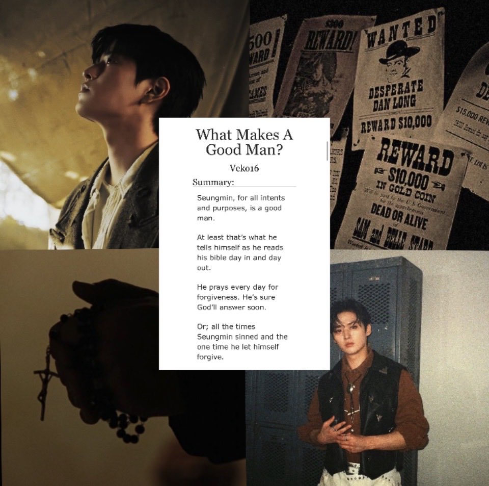 veko_16's tweet photo. What Makes A Good Man?

2min 🐰/🐶

🍂Seungmin Centric
🍂6.9k words
🍂Cowboy/Wild West AU
🍂Religious content (Guilt, Praying, etc)
🍂The Seven Deadly Sins 
🍂Lots of Angst

https://t.co/cpJu3nzzAR https://t.co/xAFKBfgPW3