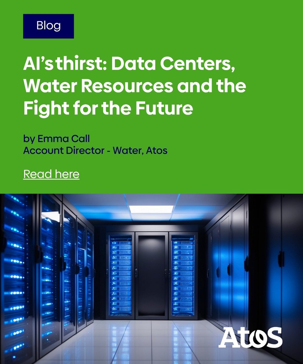 Atos's tweet image. How thirsty is AI? 🤖💧

Emma Call, Account Director – Water at Atos, speaks on AI, data centers &amp;amp; water stress - and why responsible resource management matters.

Read the #blog 👉 atos.net/en/blog/ais-th…

#AI #Sustainability #DataCenters #WaterResources #ClimateImpact
