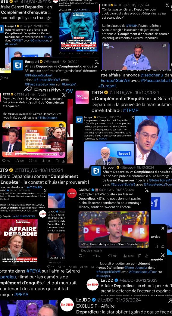 Depuis plus de 2 ans, les médias Bolloré ont artificiellement créé et entretenu une rumeur de manipulation des images de #ComplémentDenquete. Aujourd'hui, Gérard Depardieu reconnaît que le montage était licite et qu'il avait bien sexualisé une fillette. Vivement les erratum...