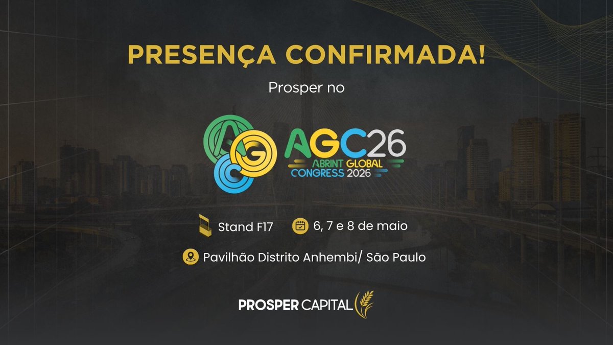 prospercapital's tweet photo. A Prosper estará no Abrint Global Congress 2026. De 6 a 8 de maio, no Distrito Anhembi (SP), stand F17. Venha descobrir como aumentar sua lucratividade em até 50% e crescer até 4x. Garanta sua participação em https://t.co/6JKmVShfJK https://t.co/FTPOHHnQjE