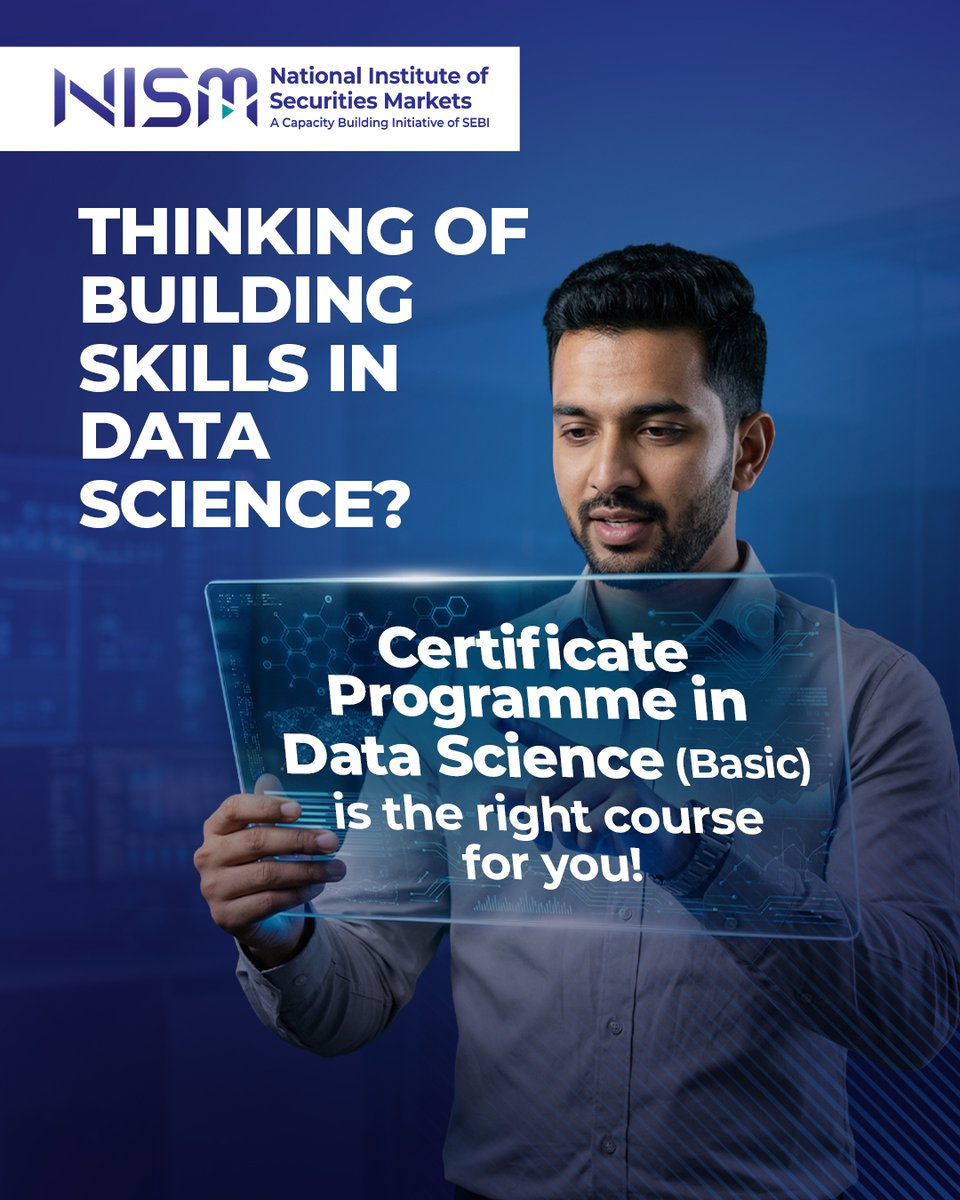 NISM_Official's tweet photo. Consistent learning combined with application can help build a deeper understanding of data-driven decision making. Admissions are open now, enroll today at https://t.co/yiiSsGDRx1
#NISM #CPDS #DataScience #DataScienceCourse #CPDSBasic #ProfessionalGrowth #CareerGrowth #FinanceStudents #LongTermProgram #AdmissionsOpen #DataSkills