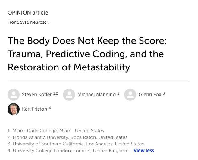 matildagosling's tweet photo. A fresh academic debunking of van der Kolk’s The Body Keeps the Score has just been published.

VDK's best-selling book argues that trauma is archived by the body (an interesting story and a fictional one – backed up by plenty of anecdote and little evidence). 🧵 https://t.co/kFTNtBZTO3