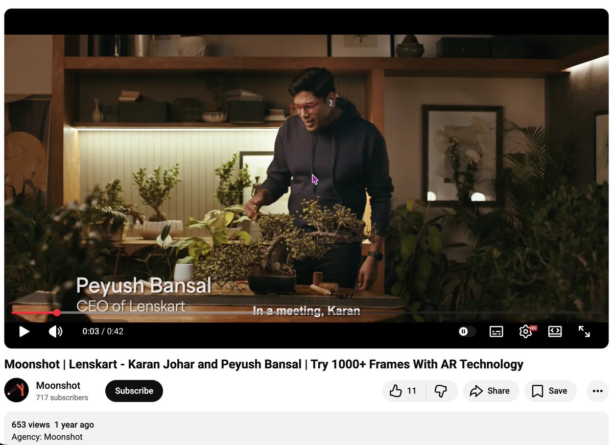 Lenskart 2025 Pongal ad was created by Moonshot ad agency cofounded by Tanmay Bhat, Devaiah Bopanna, Puneet Chadha, and Deep Parekh. Tanmay Bhat previously made child r*pe jokes amongst other controversies.