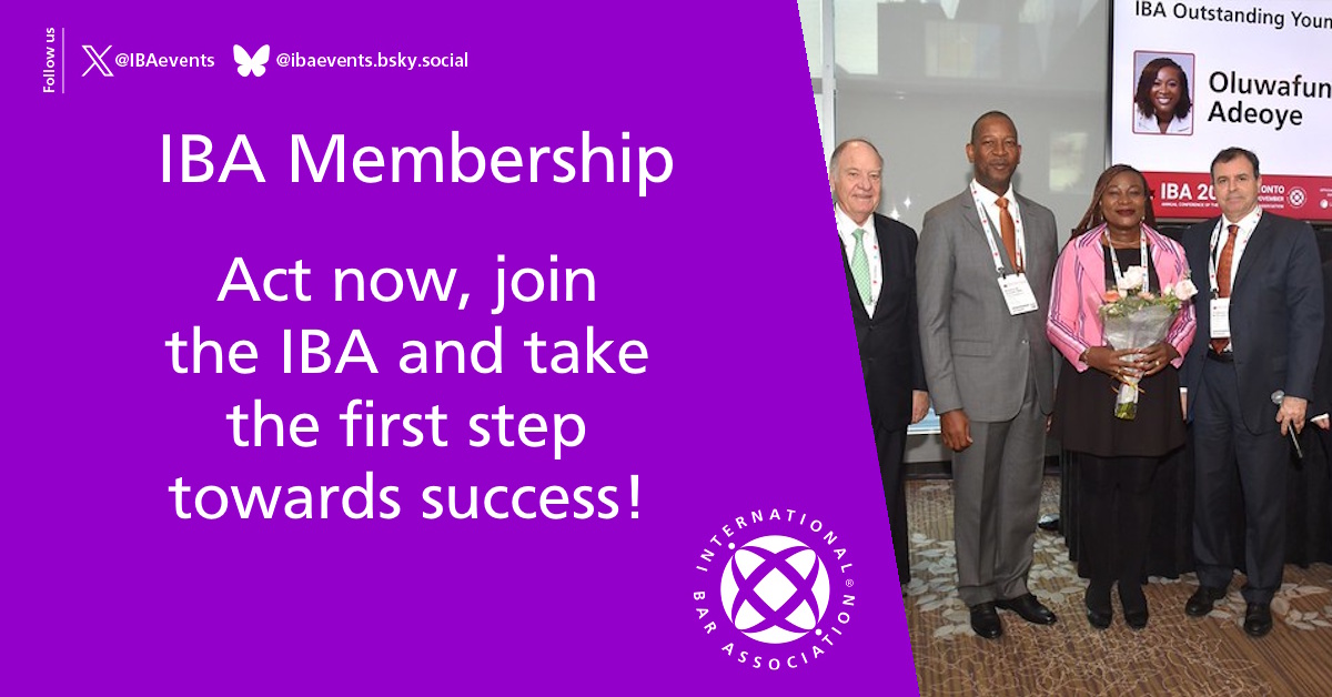 IBAevents's tweet image. 📌 Act now!  Join the IBA and take the first steps towards success➡ tinyurl.com/IBAMembership26

👥 We look forward to welcoming you to the IBA family!

#Lawyers #law