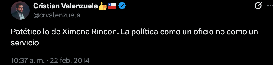 Cristian Valenzuela insultando a Ximena Rincón, 22 de febrero de 2014.